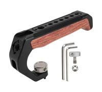 XoYixoYi Mango superior de cámara con 3 zapatas frías de 1/4 pulgadas, agujero roscado de 3/8 pulgadas, ergonómico de aleación de aluminio, agarre superior de madera para cámaras réflex digitales
