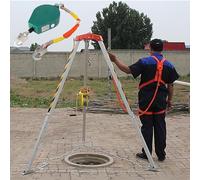 XOYUBIA Kit de trípode de Rescate para Sistema de elevación de polipasto con cabrestante de 1200 a 2600 Libras y Protector contra caídas, retráctil para Espacios reducidos