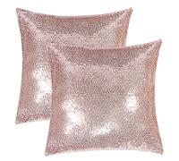Xpanal Home Funda de almohada de cojín decorativo con purpurina sólida, 45 cm x 45 cm, oro rosa, 2 unidades