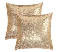Xpanal Home - Fundas de cojín cuadradas con lentejuelas brillantes sólidas para bodas, 45 x 45 cm, color dorado, 2 paquetes