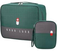 XPAPOV 2 Bolsas para medicamentos, Bolsa de Viaje para Farmacia Impermeable, Grande y pequeña, Bolsa para medicamentos de Viaje, portátil, para casa, Oficina, Viajes (Verde)
