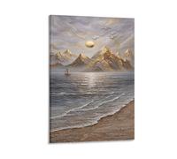 XPASHIQWC Costa de la Montaña de la Nieve Dorada Cuadro En Lienzo Cuadro Decorativo Pinturas Murales Cuadros Modernos Impresiones Lienzo Para Sala De Estar Decoración Dormitorio 12x18inch(30x45cm)