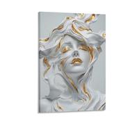 XPASHIQWC Escultura femenina de oro y blanco Cuadro En Lienzo Cuadros Decoracion Pinturas Murales Cuadros Modernos Impresiones Lienzo Para Sala De Estar Decoración Dormitorio 08x12inch(20x30cm)