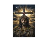 XPASHIQWC Jesús Cristo Cuadro En Lienzo Cuadro Decorativo Corona de espinas Pinturas Murales Pintura Poster Impresiones Lienzo Para Sala De Estar Decoración Dormitorio 08x12inch(20x30cm)