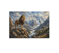 XPASHIQWC León africano Cuadro En Lienzo Cuadros Decorativos montaña nieve Pinturas Murales Pintura Poster Impresiones Lienzo Para Sala De Estar Decoración Dormitorio 24x36inch(60x90cm)