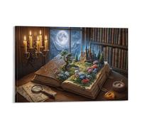 XPASHIQWC Libro Mágico Cuadro En Lienzo Cuadro Decorativo Estudio Moonlit Pinturas Murales Cuadros Modernos Impresiones Lienzo Para Dormitorio Salon Poster 08x12inch(20x30cm)