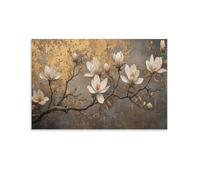XPASHIQWC Magnolia blanca y dorada Cuadro En Lienzo Cuadros Decoracion Pinturas Murales Cuadros Modernos Impresiones Lienzo Para Salon Dormitorios Comedor Pasillo 16x24inch(40x60cm)