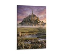 XPASHIQWC Mont Saint-Michel Francia Cuadro En Lienzo Cuadro Decorativo Pinturas Murales Cuadros Modernos Impresiones Lienzo Para Salon Dormitorios Comedor Pasillo 12x18inch(30x45cm)