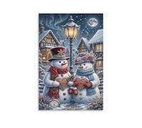 XPASHIQWC Pareja de muñeco de nieve de invierno Cuadro En Lienzo Decorativo Tudor Street Navidad Pinturas Murales Poster Impresiones Para Sala De Estar Decoración Dormitorio 20x30inch(50x75cm)