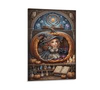 XPASHIQWC Pequeña bruja Cuadro En Lienzo Cuadro Decorativo casa calabaza Pinturas Murales Pintura Poster Impresiones Lienzo Para Dormitorio Salon Poster 12x18inch(30x45cm)