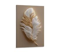 XPASHIQWC Pluma blanca y dorada Cuadro En Lienzo Cuadros Decoracion Pinturas Murales Cuadros Modernos Impresiones Lienzo Para Dormitorio Salon Poster 08x12inch(20x30cm)