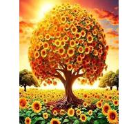 Xpdnmilq Kit de pintura de diamante 5D para niños y adultos, kit de decoración de pared para el hogar, hermoso árbol de flores, 40 x 50 cm