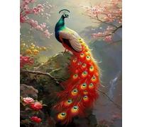 Xpdnmilq Kit de pintura de diamante 5D para niños y adultos, kit de decoración de pared para el hogar, hermoso pájaro pavo real, 40 x 50 cm