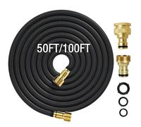 XPendHoze Manguera de jardín expandible de 30 m, negra, de goma, ligera, sin torceduras, accesorios de latón macizo, presión máxima de 12 barras, 1,64 kg, 3E + 1 cm de longitud, 5 cm de diámetro