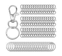 XPEX 100 Unidades Mosqueton Llavero,Anillas Llaveros,Mosquetón Giratorio,Giratoria Clave Cierres,Llaveros Gancho,Llavero Mosquetones,Llaveros Mosquetones,Llaveros Con Ganchos Giratorios(Oro) (plata)