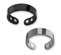 XPEX 2 Piezas Anillo magnético,ayuda a aliviar el estrés,poner en forma el cuerpo,anillo antiestres mujer,magnetoterapia portatil,Unisex,Negro + Plata