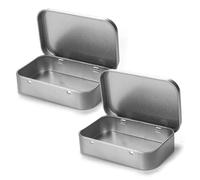 XPEX 2 Piezas Caja Almacenamiento De Lata Metal,Cajas Metalicas Almacenaje Con Tapa,Mini Contenedores,Cajas Metalicas Pequeña Para Pastillas Cuentas Pequeñas Joyería(95x60x21mm)
