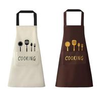 XPEX 2 Piezas Delantal Cocina Negro Beige, Delantal Hombre Mujer Con 2 Bolsillos,Delantal Chef Impermeable Delantales De Cocina Para Barbacoa Jardineria Restaurante