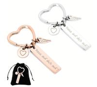 XPEX 2 Piezas Llavero De Ángel De La Guarda Con Forma De Corazón,Amuleto De La Suerte,Llavero Para Mujer,Mejor Amiga,Madre y Niña,Regalos Para Licencia De Conducir Navidad Cumpleaños