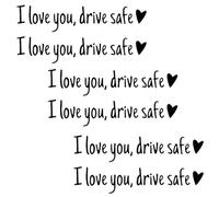 XPEX 6 calcomanías de espejo con texto en inglés "I Love You Drive Safe", lindas calcomanías de coche para mujer, calcomanías de espejo retrovisor, regalos del día de San Valentín para ella(negro).
