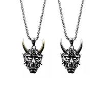 XPEX Conjunto de 2 Collar de Demonio, Collar de Halloween, Cadena Colgante de máscara, Colgante de máscara de Motorista gótico, Cadena de Satanás para Hombres, Regalo de Cadena de Calavera