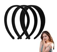 XPEX Diademas de terciopelo para mujeres, diademas negras para niñas, diademas anchas, medianas y finas, accesorios de moda para el cabello para mujeres y niñas, paquete de 3