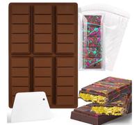 XPEX Molde Chocolate Silicona,6 Cavidades Molde Tableta Chocolate,Molde Turron Silicona,Molde Chocolate Dubai,Para Hacer Chocolate Dulces(Tira）