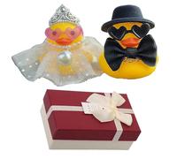 XPEX Patos de Goma de Boda, Regalo Boda para Novios Incluye un par de Patos con Caja de Regalo, para Recuerdos de Fiesta, Regalo de Novia y Novio, Decoraciones de Fiesta