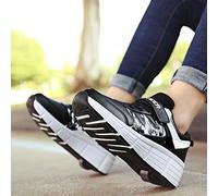 XPF Zapatos con Ruedas Patines De Ruedas Patines En Línea Zapatos De Exterior Gimnasia Zapatillas De Moda para Niños Niñas Adultos Jóvenes,BlackSingleWheel-42