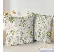 XPHZZL Fundas de almohada, 60 x 60 cm, suaves, verde salvia, flores silvestres, fundas de almohada de plantas, para sofá, cama, jardín, exterior, decoración de primavera, planta de flores con
