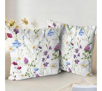 XPHZZL juego de 2 fundas de cojín 55 x 55 cm - Suaves fundas de cojín decorativas de doble cara con flores de jardín para sofá, cama, jardín, exterior, decoración de primavera con cremallera invisible