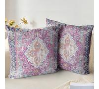 XPHZZL Juego de 2 fundas de cojín cuadradas de 45 x 45 cm, fundas de almohada cuadradas de algodón suave para exteriores, patio, sofá, balcón, sala de estar, color morado, con cremallera invisible, 45