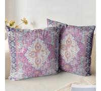 XPHZZL Juego de 2 fundas de cojín cuadradas de 55 x 55 cm, fundas de almohada cuadradas de algodón suave para patio, sofá, balcón, sala de estar, color morado con cremallera invisible, 55 x 55 cm