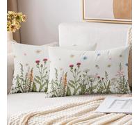 XPHZZL Juego de 2 fundas de cojín de 30 x 50 cm, diseño de flores silvestres teñidas, suaves, decorativas, rectangulares, para sofá, cama, jardín, decoración primaveral al aire libre, con cremallera