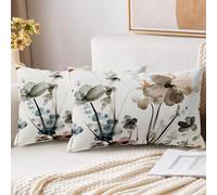 XPHZZL - Juego de 2 fundas de cojín de 30 x 50 cm - Fundas de cojín con diseño de flores de tinta y flores silvestres para sofá, cama, jardín, decoración exterior de primavera, con cremallera