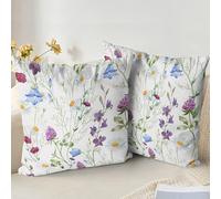 XPHZZL Juego de 2 Fundas de Cojín de 40 x 40 cm - Fundas de Almohada Decorativas Florales Suaves de Doble Cara para Sofá Cama Jardín Exterior Decoración Primaveral con Cremallera Invisible 16 x 16