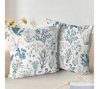 XPHZZL Juego de 2 fundas de cojín de 60 x 60 cm, color verde salvia suave, flores silvestres, fundas de almohada de plantas para sofá, cama, jardín, exterior, decoración primaveral, flores y plantas