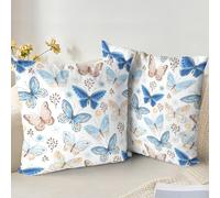 XPHZZL Juego de 2 fundas de cojín de 60 x 60 cm, suaves con diseño de mariposas y animales, fundas de almohada decorativas para sofá, cama, jardín, decoración al aire libre con cremallera invisible