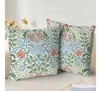 XPHZZL Juego de fundas de cojín de 2 piezas 45 x 45 cm Fundas de almohada suaves vintage florales decorativas para sofá, cama, jardín, exterior Decoración primaveral con flores y plantas invisibles