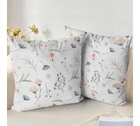 XPHZZL Juego de fundas de cojín y almohada 60x60 cm, flores silvestres, decoración primaveral al aire libre, plantas con cremallera invisible