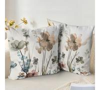 XPHZZL Juego de fundas de cojín y almohada flores silvestres, tinta para sofá/cama/jardín, decoración primavera al aire libre, plantas cremallera invisible, 24