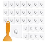 Xpieoyrm 30 Piezas Ganchos Adhesivos Impermeables Para Pared, gancho de pared impermeable resistente al aceite, sin perforar ni clavos, Carga máxima de 10 kg, para Colgar en la Cocina Y el Baño