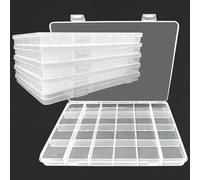 Xpieoyrm 6 Piezas caja organizadora plastico, Cajas Almacenaje Transparente Pequeñas con 24 Compartimientos, Caja de piezas multicompartimento con tapa, para aretes, joyas, tornillos