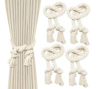 Xpieoyrm Beige Alzapaños Cortinas, 4 Piezas Tiebacks de Cortina Trenzados a Mano, Cuerda de Cortina de Algodón, Hebillas De Cuerda para Cortina, Cuerdas de Nudos de Cortinas para Cortinas De Salón