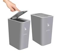 XPIY Bote de basura con tapa, paquete de 2 cubos de basura de 4 galones/15 litros con parte superior a presión, cubo de basura pequeño a prueba de perros, cubo de basura de plástico, cesta de basura