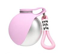 XPJBKC Bebedero Perro Portatil, 285 ml Botella Agua Perro de Acero Inoxidable con Cuenco de Silicona Plegable, Ideal para Paseos y Excursiones (Rosa)