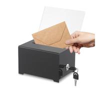 XPJBKC Caja de Donación Acrílica, Hucha Acrílica con Cerradura, 16 x 12 x 10 CM Urna, Caja de Donaciones de Acrílico para Votar, Concursos, Comentarios, Negro
