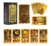 XPJBKC Cartas Tarot, 78+2 Piezas Baraja Tarot con Guía de Viaje Lateral, PVC Cartas de Tarot, Ojo de Oro Carta de Tarot Rider Waite Edición En Inglés con Libro Guía para Principiantes (Dorado)