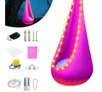 XPJBKC Cueva colgante, asiento de columpio con LED y cojín inflable, asiento colgante con bomba, soporta hasta 80 kg - 70 x 150 cm (rosa)