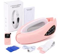 XPJBKC Papada Lifting V-Face, 5 Modos 15 Niveles Mando 5 Led V Face Masajeador Facial, Lifting Anti-Arrugas Reductor De Papada Lifting Para Cara Mujeres Hombres, Rosa